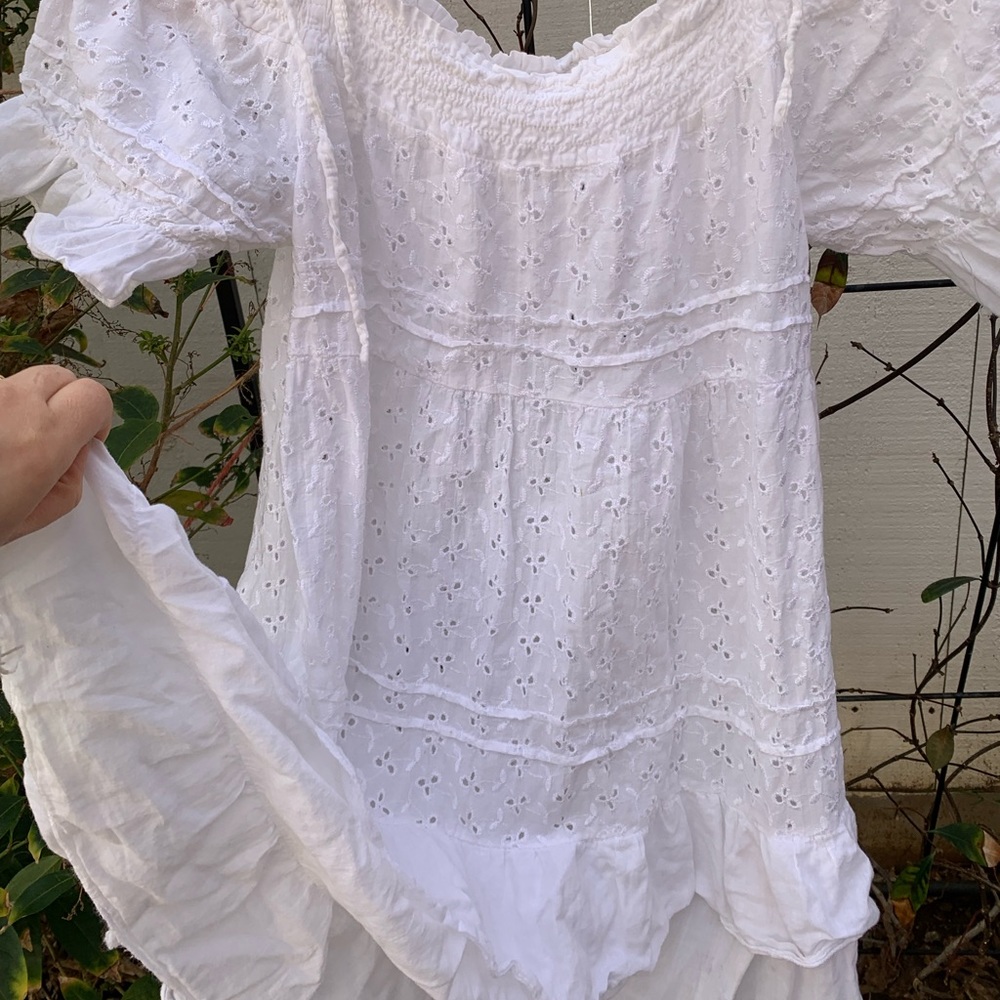 Cottagecore, Fairycore White Flowy Dress